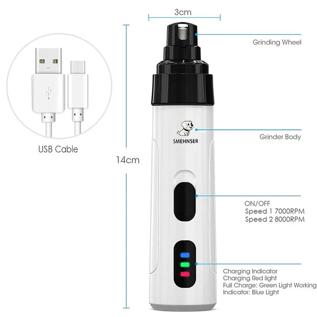 Rechargeable USB Charging Pet Dog Nail Grinders