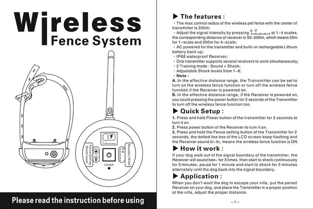 Dog Wireless Rechargeable Electric Fence