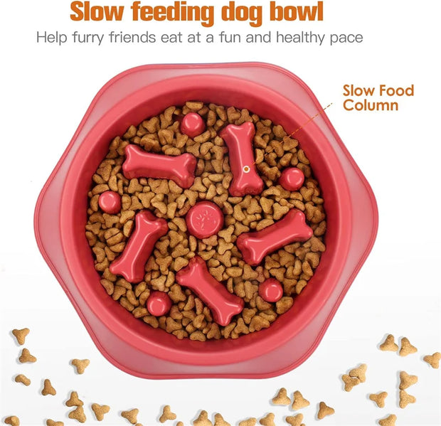 Bowl Pet Slower Food Feeding Dishes